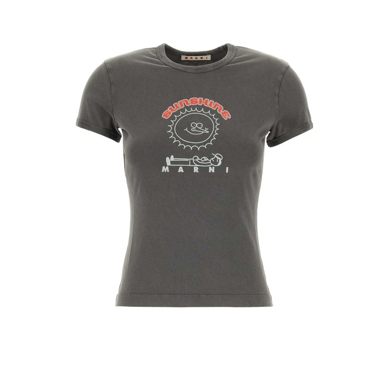 Marni Dark Grey Cotton T-Shirt Truffle Exterior - Women