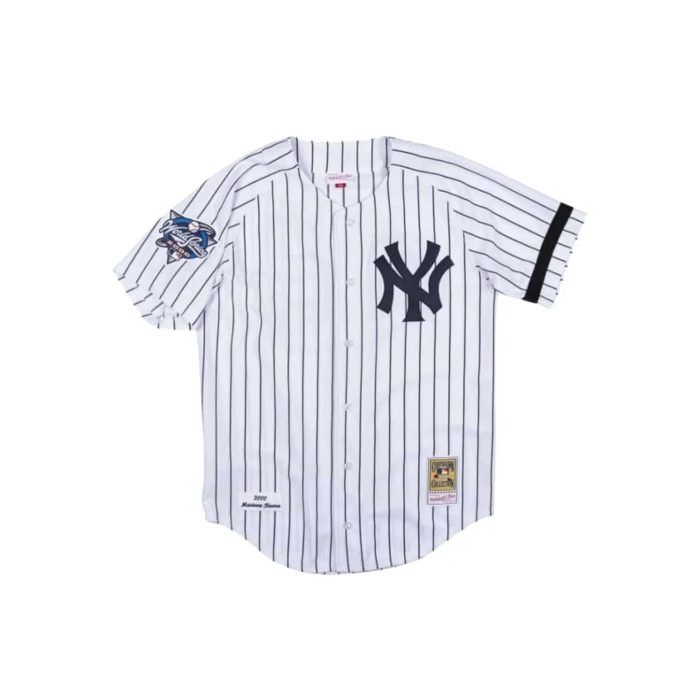 Authentic New York Yankees 2000 WS Mariano Rivera Men Jersey White/Navy Pinstripe