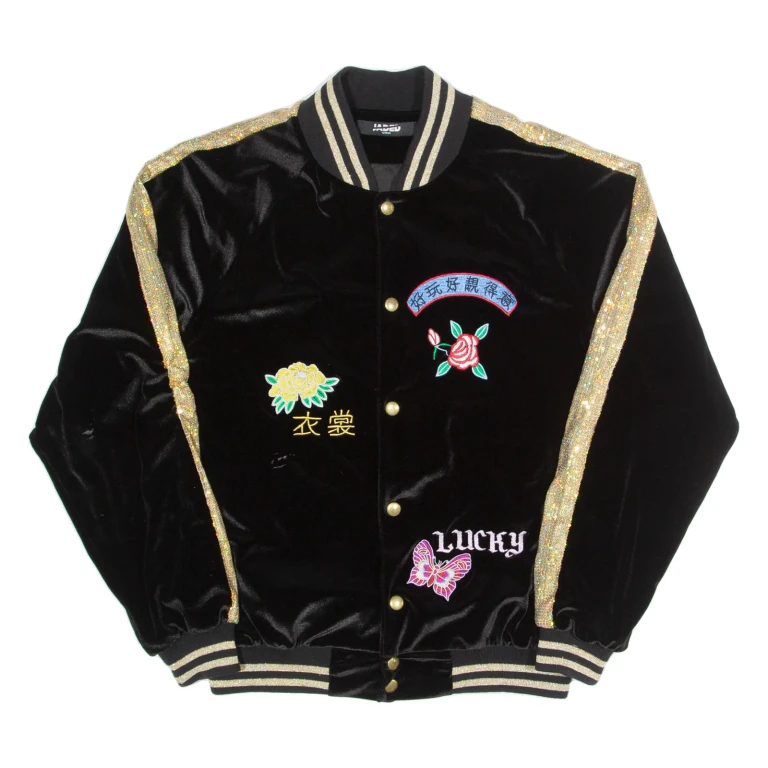 JADED Womens Bomber Jacket Black Velvet S