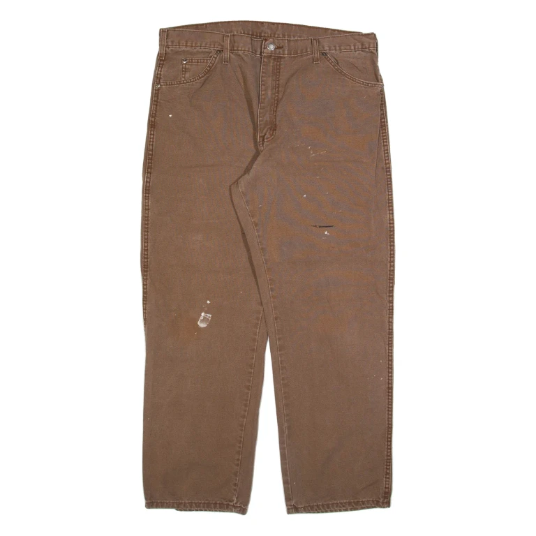 DICKIES Mens Trousers Brown Relaxed Straight W38 L30