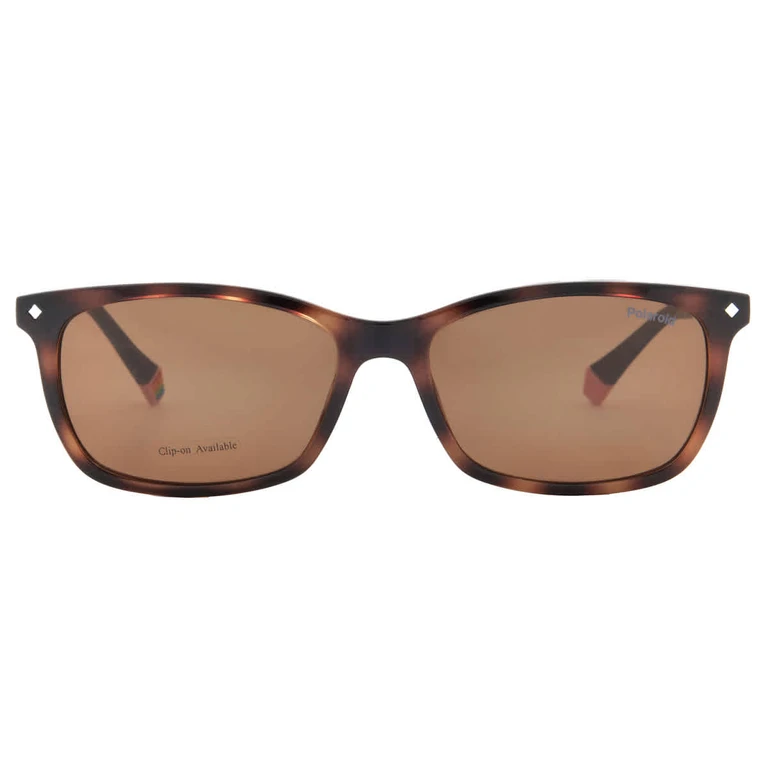 Polaroid Polarized Bronze Clip-On Square Ladies Sunglasses PLD 6140/CS 0086/SP 53