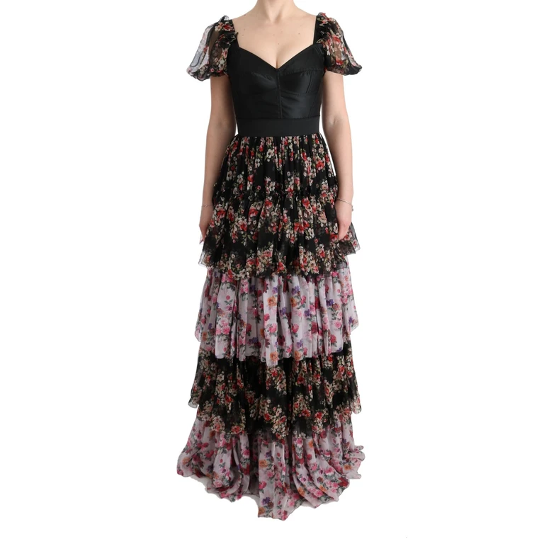 Dolce & Gabbana Multicolor Silk Stretch Floral Shift Long Dress - Women