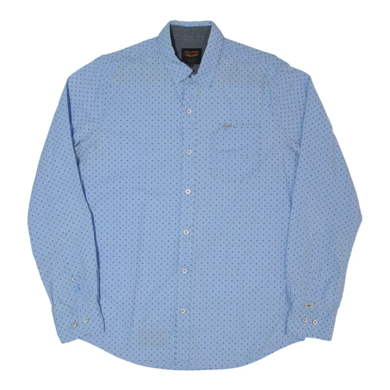 PME LEGEND Mens Shirt Blue Spotted Long Sleeve L