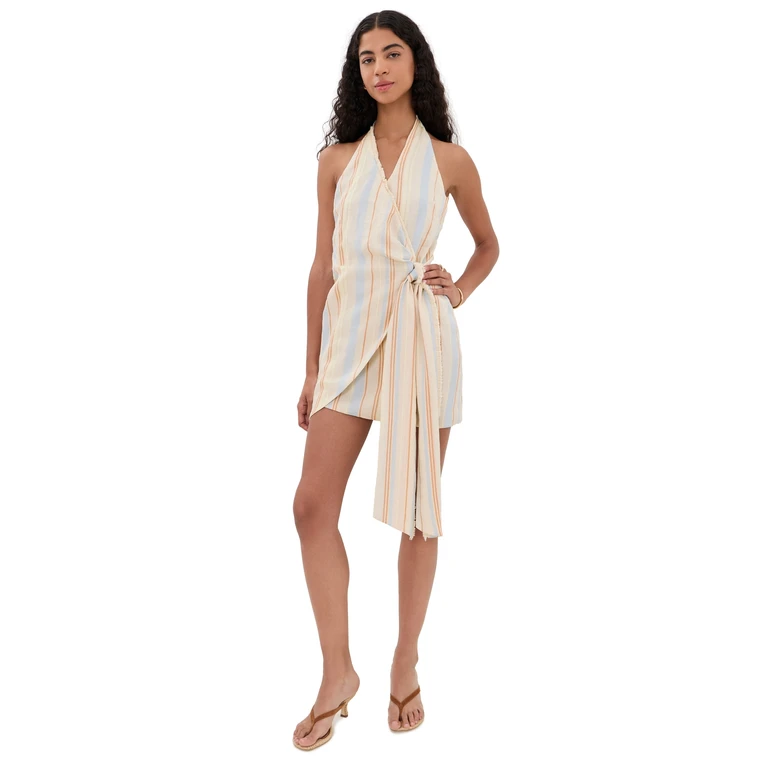SIR. Pernille Wrap Halter Mini Dress Sommer Stripe 1