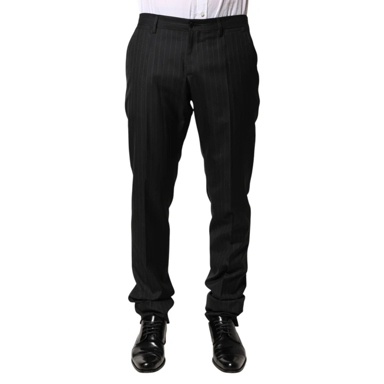Dolce & Gabbana Black Stripes Wool Men Dress Trousers Pants Se+wv - Men