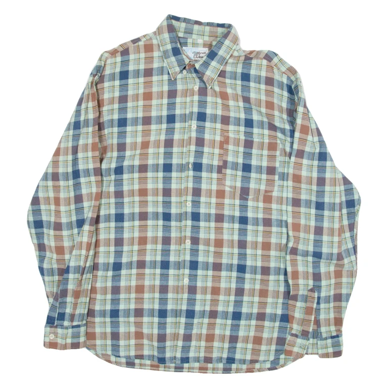 WRANGLER Mens Shirt Blue Check Long Sleeve M