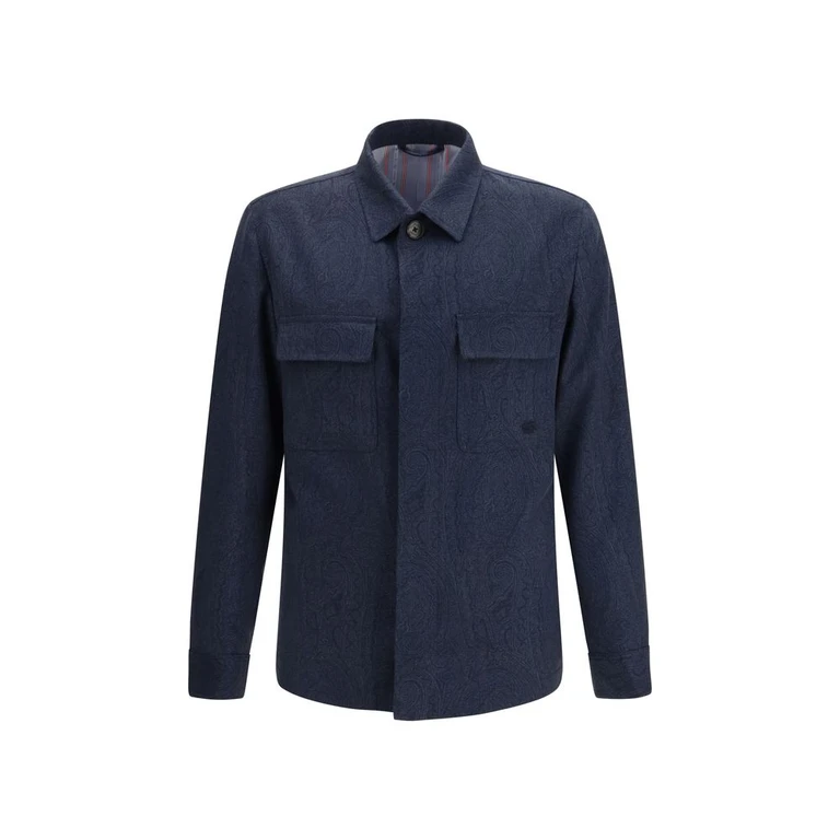 Etro Blue Wool Oves Aries Jacket Clothing - Men