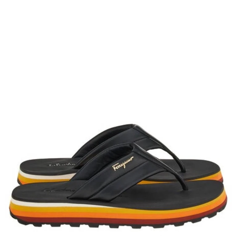 Ferragamo Ika Nappa Leather Thong Sandals, Size 7 C
