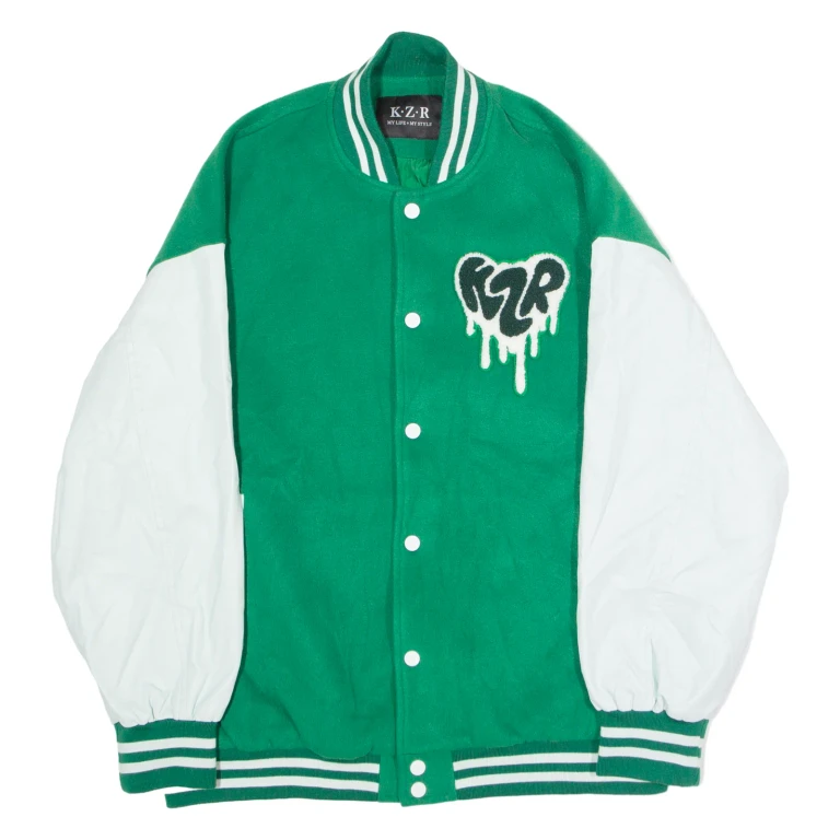 KZR Mens Varsity Jacket Green Colourblock L