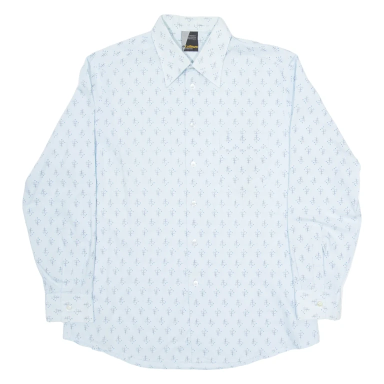 LUTTERS Mens Shirt Blue Geometric Long Sleeve M