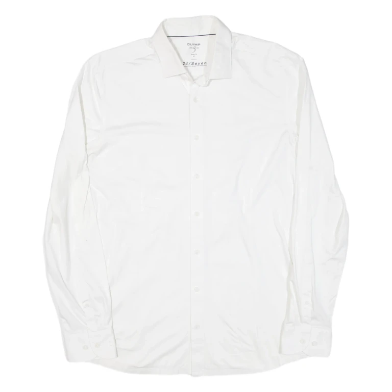 OLYMP Mens Plain Shirt White Long Sleeve M