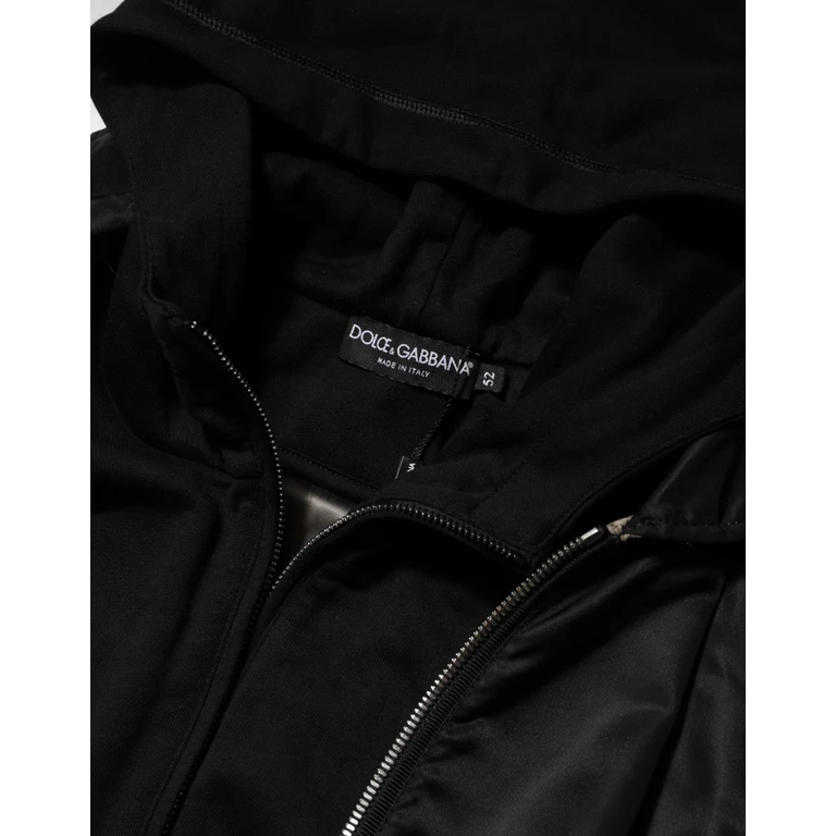 Dolce & Gabbana Black Cotton Hooded Full Zip Bomber Jacket Co+pa Clothing - Men