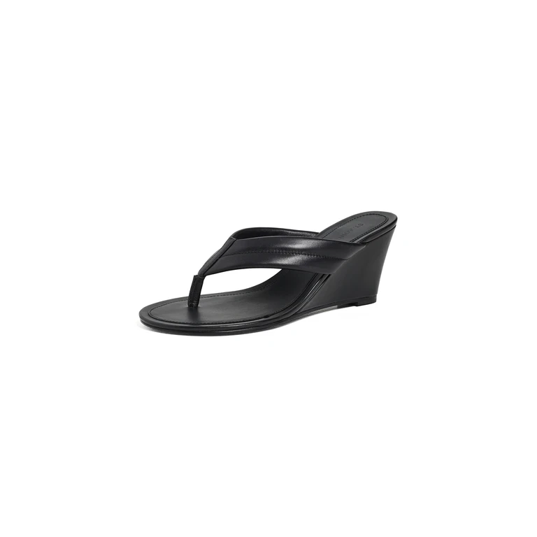 St. Agni Stitch Detail Thong Wedges Black 35