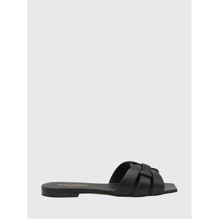 Black Calf Leather Bos Taurus Strap-On Sandals - Women