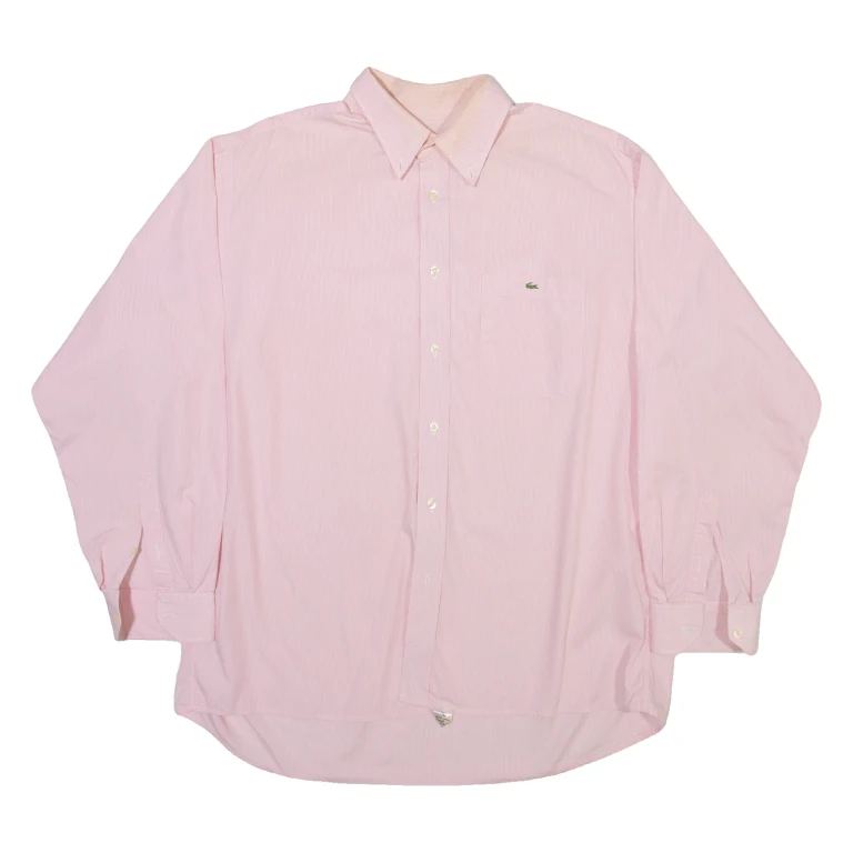 LACOSTE Mens Shirt Red Striped Long Sleeve XL