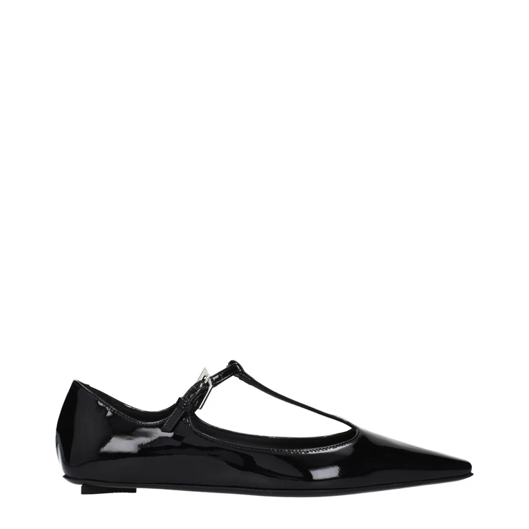 The Attico Black Leather Ballet Flats - Women