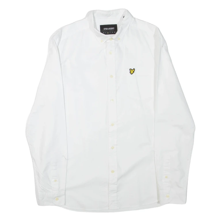 LYLE & SCOTT Mens Plain Shirt White Long Sleeve M