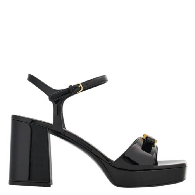 Ferragamo Platform Sandal With Mini Bow, Size 7 C