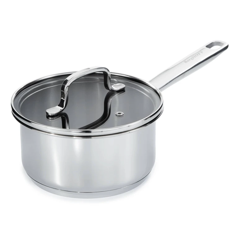 DiNA Helix Recycled 18/10 Stainless Steel 6.5" Saucepan 1.6qt., Glass Lid