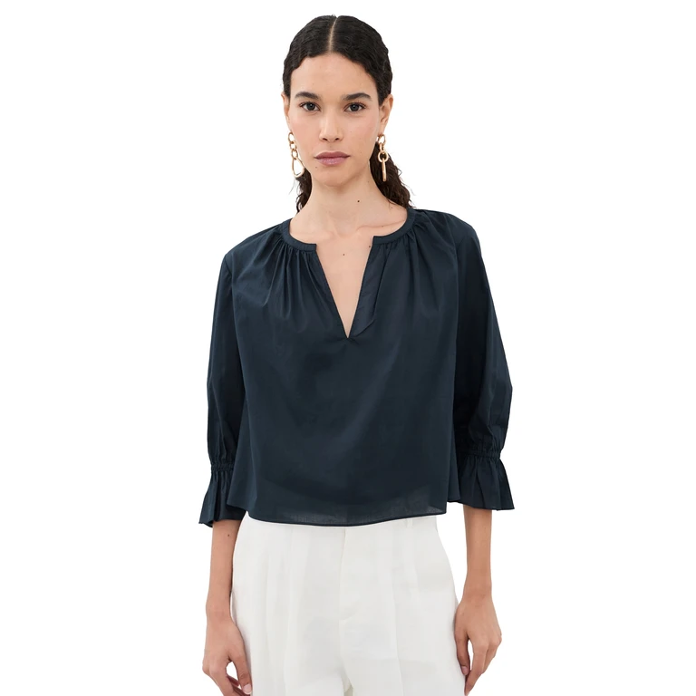 FRAME The Poet Blouse Navy M