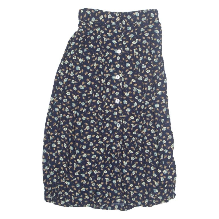 MIZ CALIFORNIA Womens A-Line Skirt Black Knee Length 90s Floral M