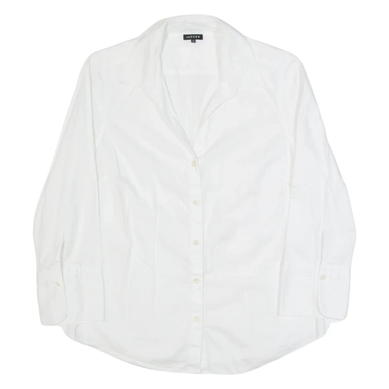 JAEGER Womens Plain Shirt White Long Sleeve M