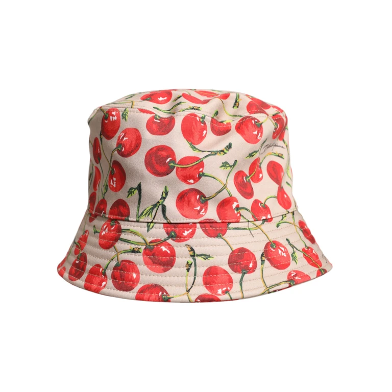 Dolce & Gabbana Beige Cotton Printed Wide Brim Bucket Hat - Men