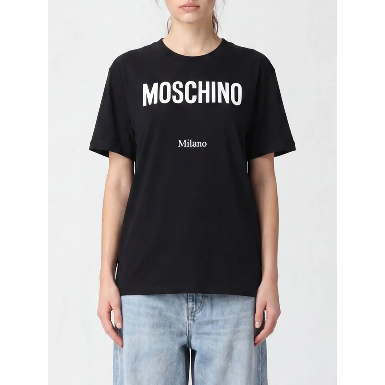 Contrasting Logo Cotton T-shirt with Dropped Shoulders (071905411555)