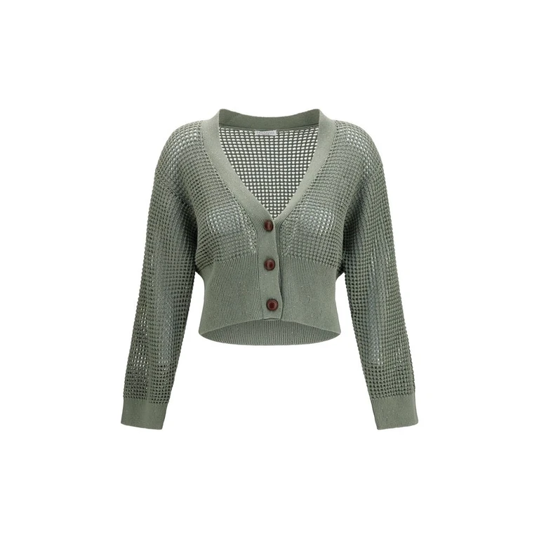 Brunello Cucinelli Bicolor Cotton Cardigan Clothing - Women