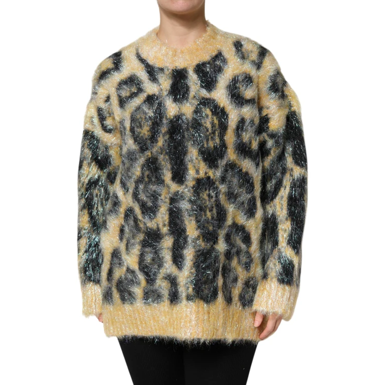 Dolce & Gabbana Multicolor Leopard Mohair Crew Neck Sweater Clothing - Women
