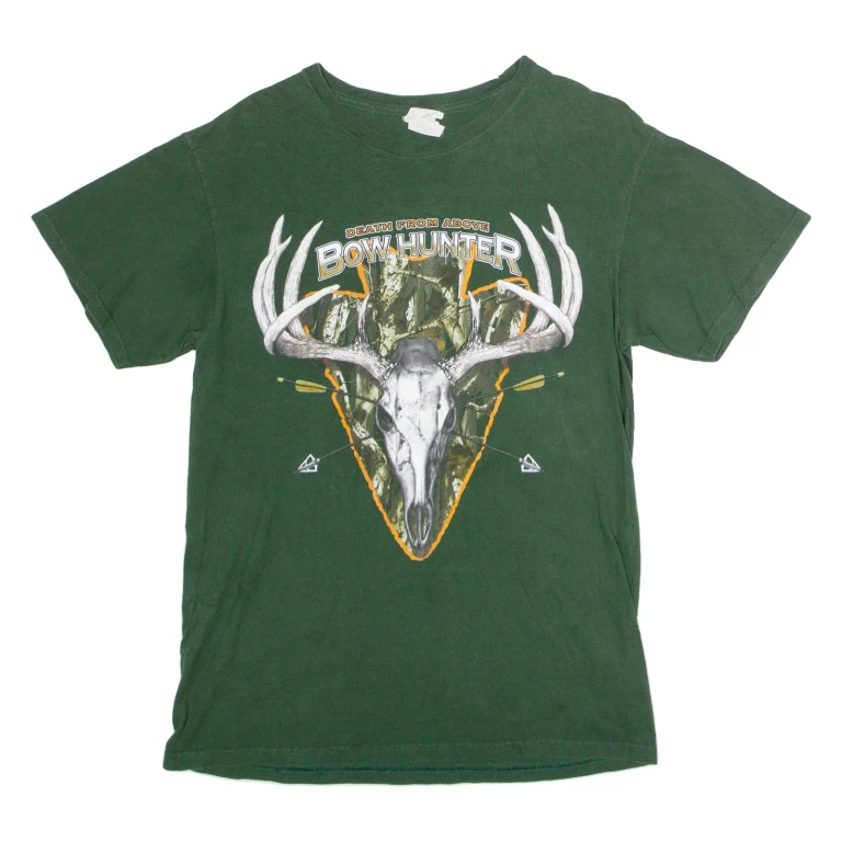 DELTA PRO WEIGHT Death From Above Bow Hunter Mens T-Shirt Green USA Crew Neck M