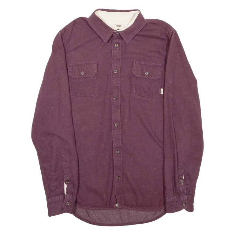 VANS Mens Plain Shirt Maroon Long Sleeve S