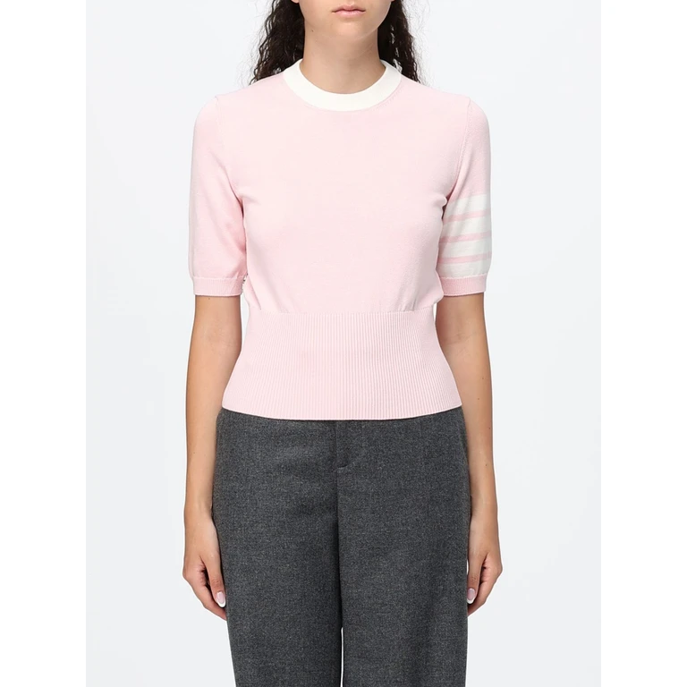 Hector Crewneck Short-Sleeved Jumper in Wool with 4-Bar Stripes (FKA519AY3006642)