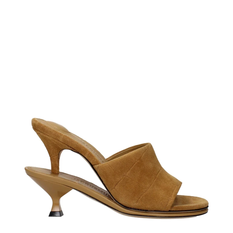 Brown Leather Stiletto Heel Sandals - Women