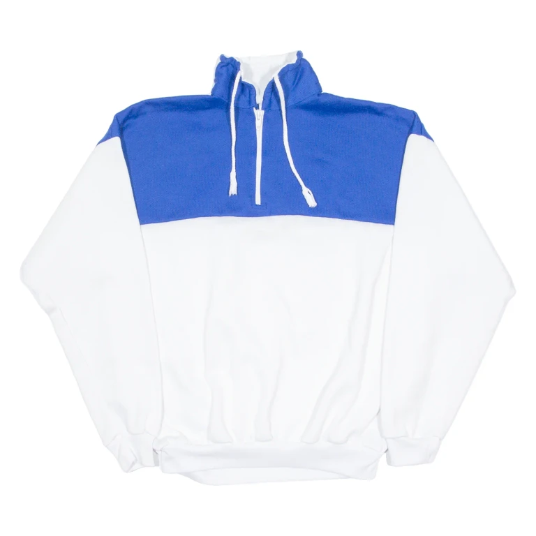 B&J Mens Sweatshirt White 1/4 Zip 90s M