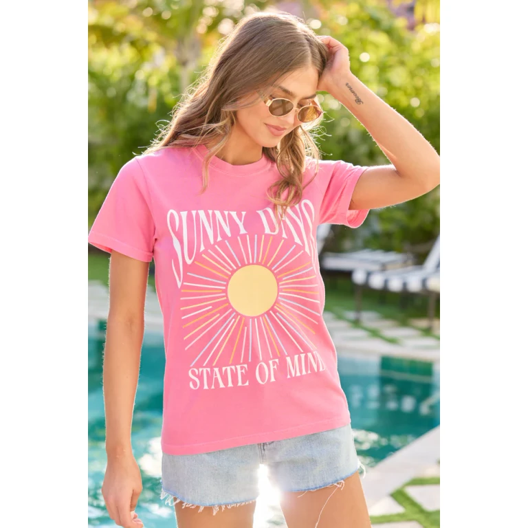 Sunny Days State Of Mind Pink Graphic Tee