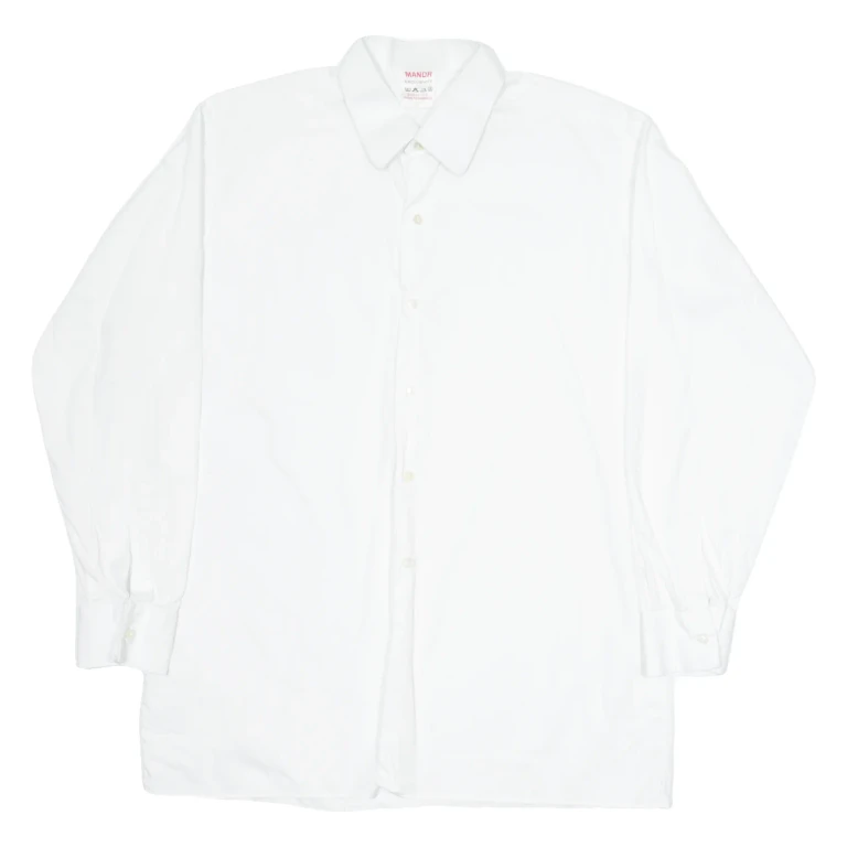 MANOR Mens Plain Shirt White Long Sleeve M