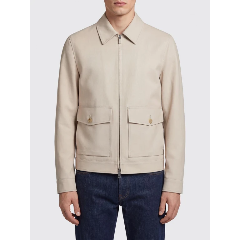 Short Shirt Jacket in Pure Linen with Zip Closure and Patch Pockets (UHT52A3H106N01R001)