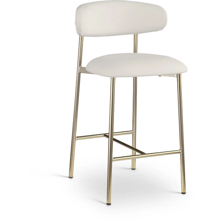 Lupita Brown Vegan Leather Upholstered Counter Stool, Set of 2