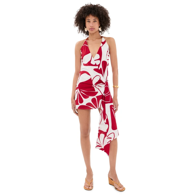 Seven Wonders Sahara Halter Mini Dress Sandy Red/White S