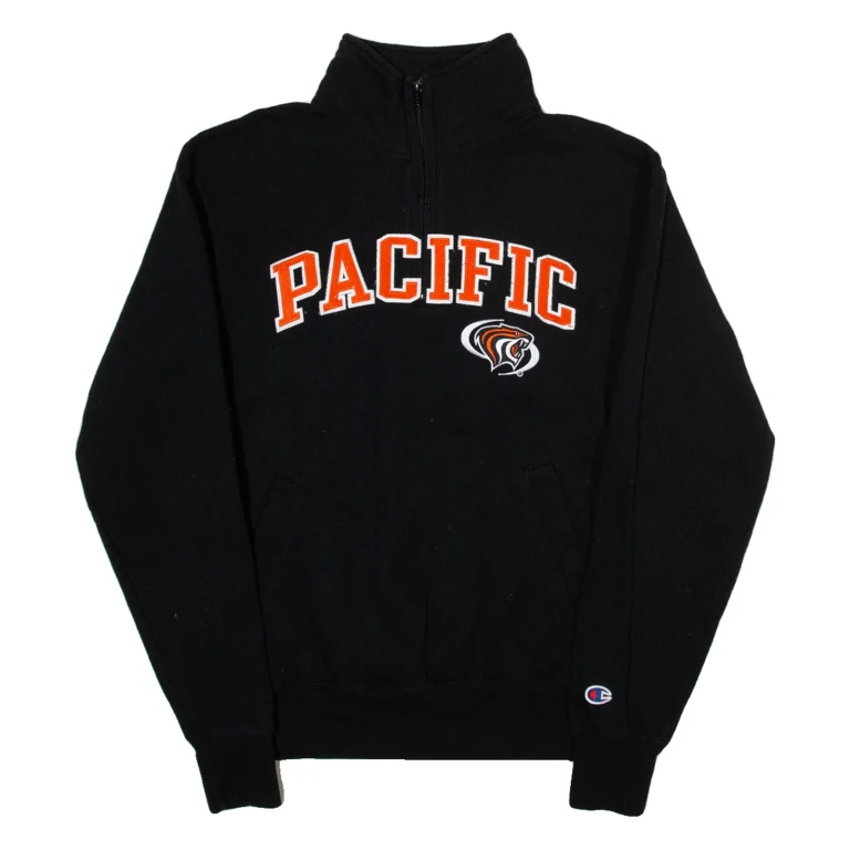 CHAMPION Pacific Mens Sweatshirt Black 1/4 Zip USA S