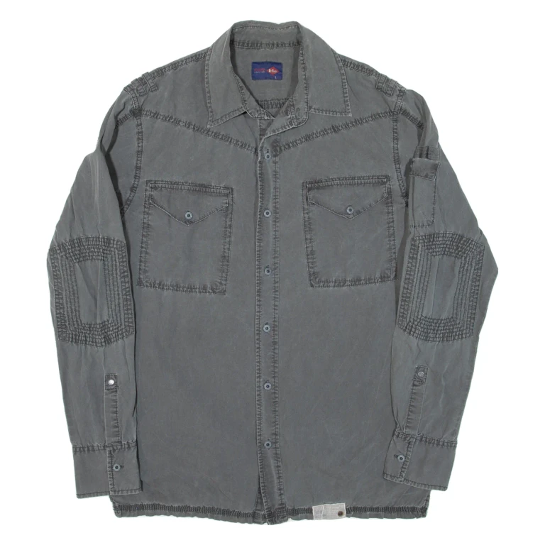 LEE COOPER Mens Plain Shirt Grey Long Sleeve L