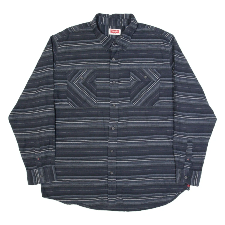 WRANGLER Mens Shirt Blue Striped Long Sleeve XL