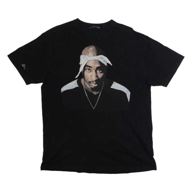 CHIMODU 2Pac Mens Band T-Shirt Black Crew Neck L
