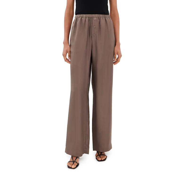 Relaxed Silk Trousers Taupe 34