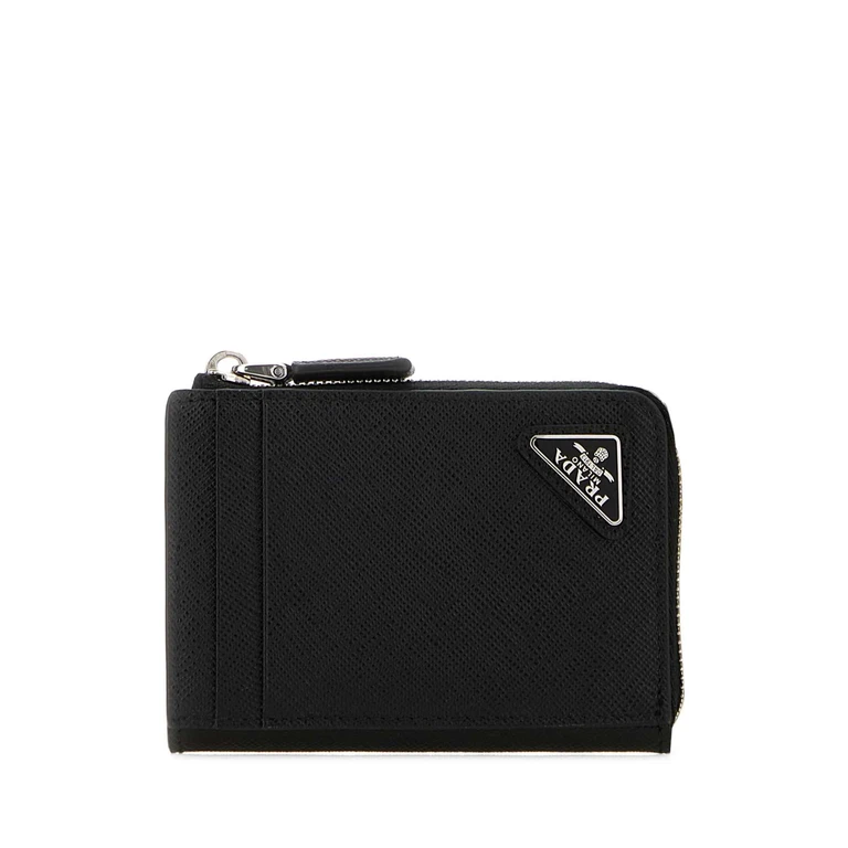 Prada Black Leather Card Holder Nero Portafogli - Men