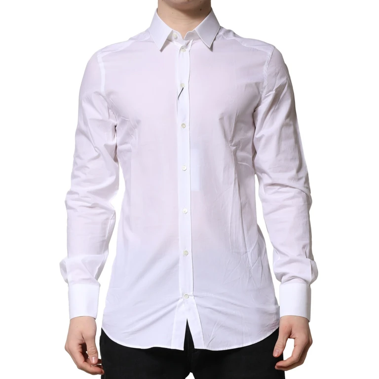 Dolce & Gabbana White Gold Long Sleeves Dress Formal Shirt Cotton - Men