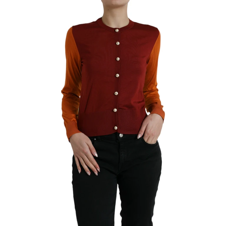 Multicolor Silk Crewneck Cardigan Sweater Clothing - Women