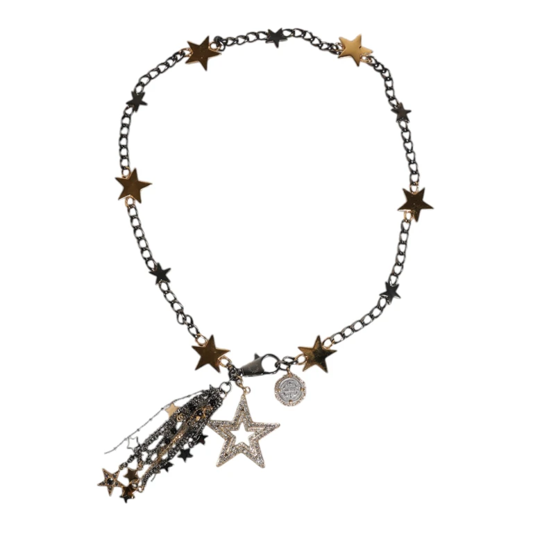 Dolce & Gabbana Silver Gold Brass Embellished Waist Chain Belt Glass - Women