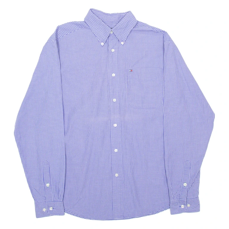 TOMMY HILFIGER Mens Shirt Purple Check Long Sleeve M